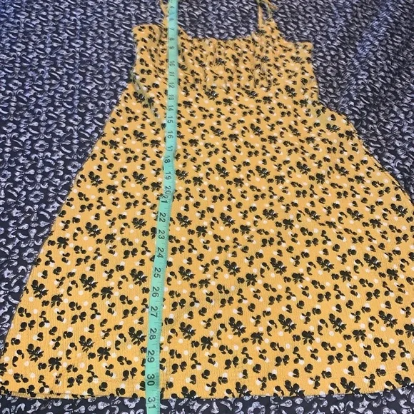 NWOT Topshop UK brand XS size 2 yellow tie up straps babydoll Ditsy dress - Picture 6 of 6